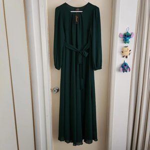 Green Maxi Long Sleeve Flow Dress